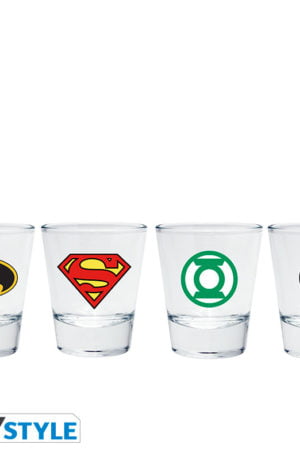 Bicchiere shottino DC Comics - Set da 4 con confezione