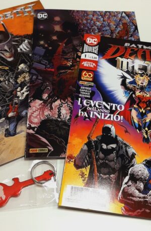 Batman: Death Metal 1 regular + variant Metal + variant Band + portachiavi apribottiglia