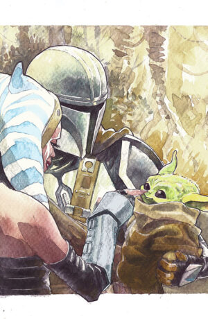 Star Wars: Ashoka Groku and The Mandalorian - disegno originale di Igor Chimisso