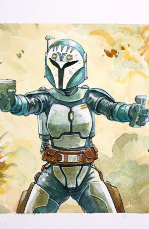 Star Wars: Bo Katan - disegno originale di Igor Chimisso