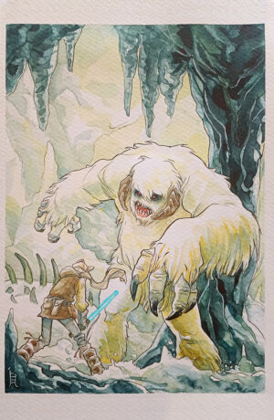 Star Wars: Luke vs Wampa - disegno originale di Igor Chimisso
